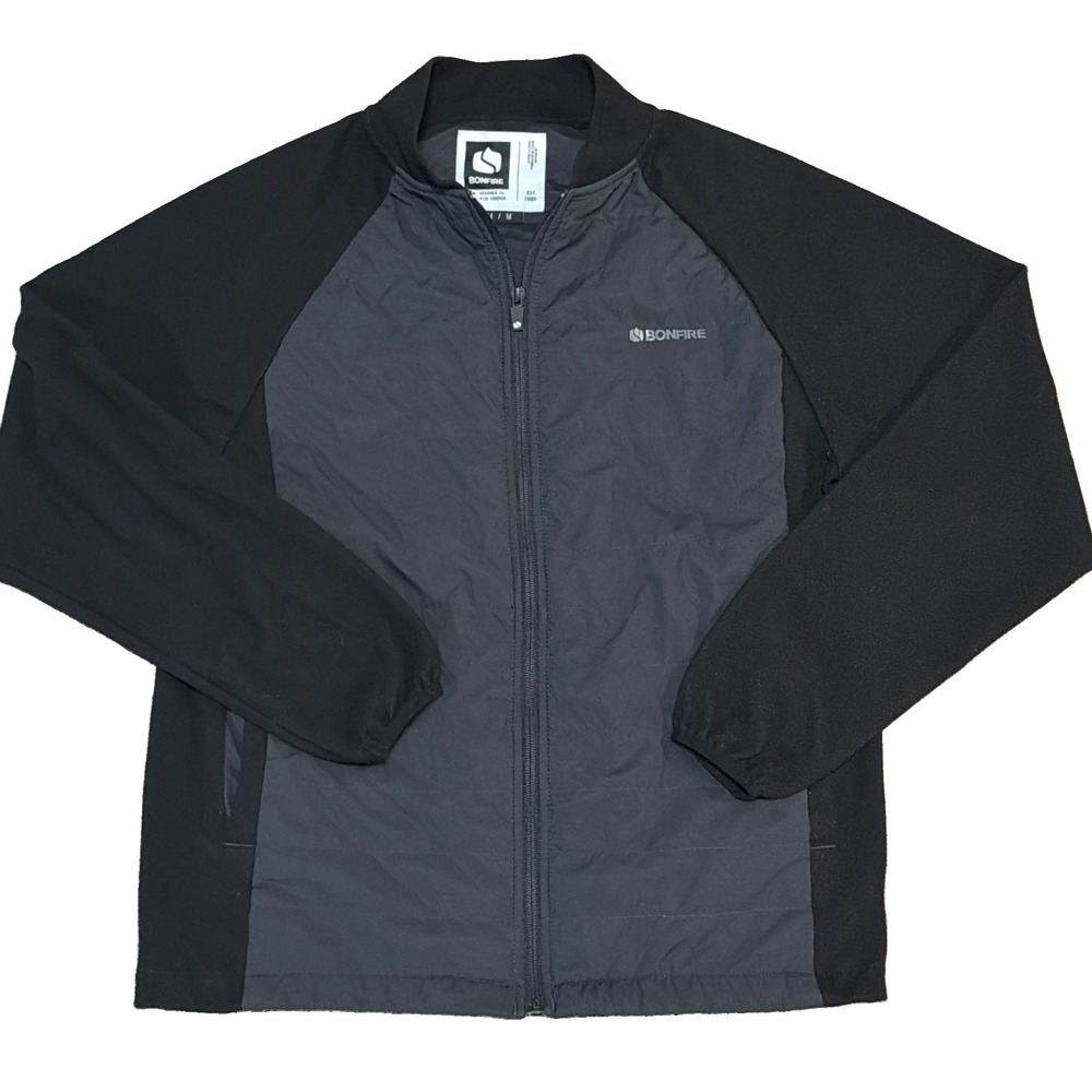 Bonfire Men's Medium Full Zip Lightweight Gray Black Long Sleeve Jacket